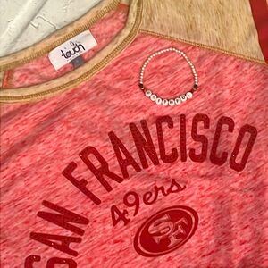 Alyssa Milano Touch 49ers Rhinestone Top S and bonus Bracelet ❤️🖤🤍NFL